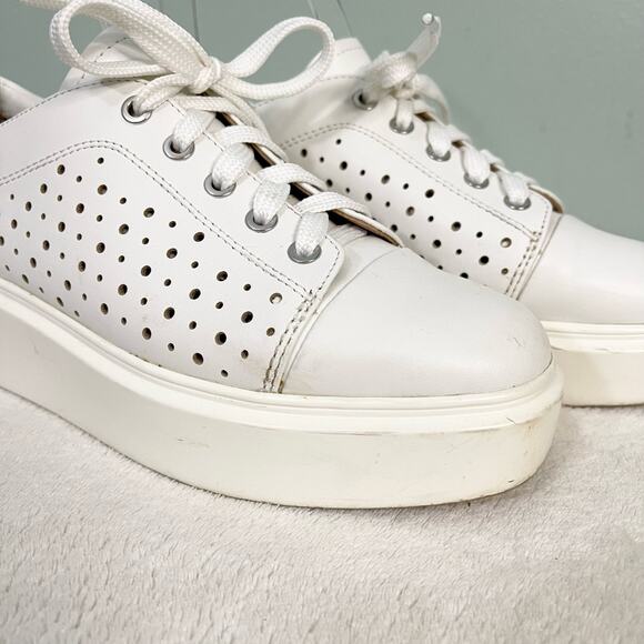 Linea Paolo Sneakers Women 5M White Leather Oxford Kendra Platform Perforated - Picture 12 of 12